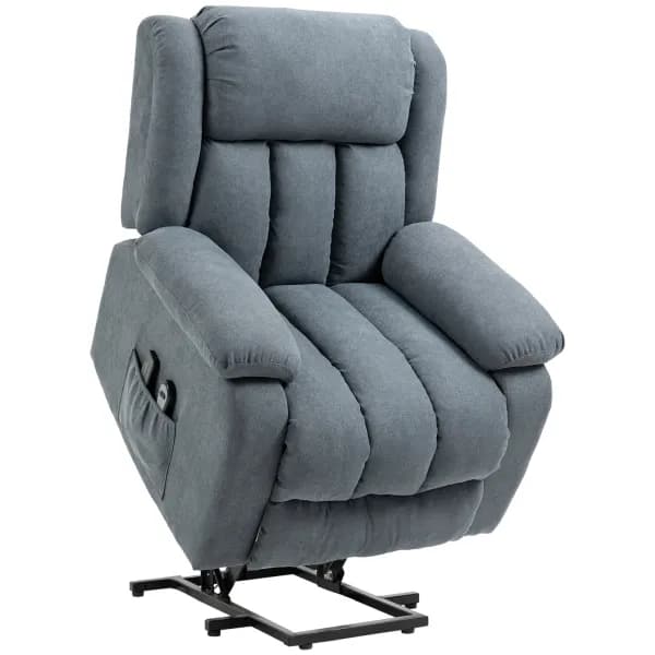 Image of HOMCOM Oversized Riser and Recliner Chairs for the Elderly, Heavy Duty Fabric Upholstered Lift Chair w/ Remote Control, Side Pocket, Dark Grey