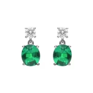 Image of Oval Green Zirconia Drop Earrings E6199