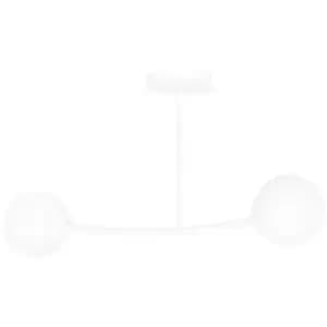 Image of Emibig Halldor White Globe Ceiling Light with White Glass Shades, 2x E14