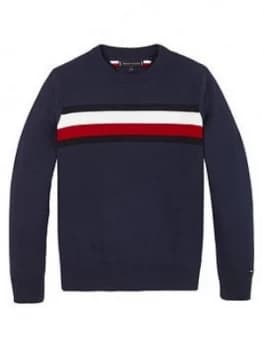 Image of Tommy Hilfiger Boys Flag Knitted Jumper - Navy