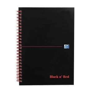 Image of Black n Red A5 Wirebound Notebook 90gm2 100 Pages Ruled and Perforated Soft Cover Pack of 10