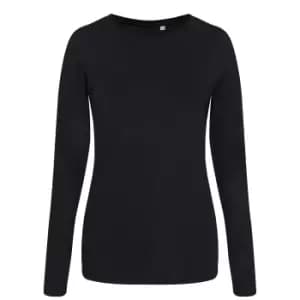 Image of AWDis Womens/Ladies Girlie Long Sleeve Tri-Blend T-Shirt (XS) (Solid Black)