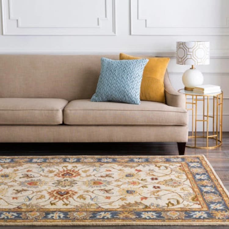 Image of Livabliss Hand-Tufted Oriental Wool Tan Anjali Area Rug 122 X183cm - Easy Care, Non Shedding, Ideal For Living Room & Bedroom