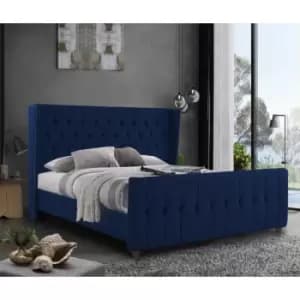 Image of Clarita Bed Double Plush Velvet Blue