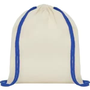 Image of Bullet Oregon Cotton Drawstring Bag (One Size) (Natural/Royal Blue)