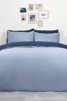Image of Plain Dyed Reversible Duvet Cover Cover with Pillowcase Set