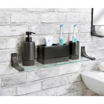 Image of Sparkle Matt Black Bathroom Storage Shelf - Black