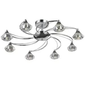 Image of 8 Light Semi-Flush Ceiling Light Polished Chrome Finish