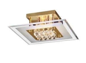 Image of Flush Square 4 Light French Gold, Glass, Crystal