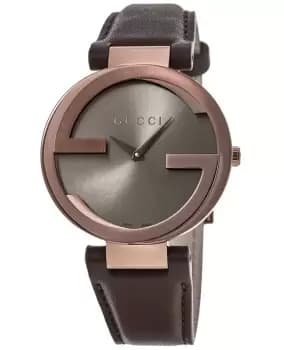 Image of Gucci Interlocking G Brown Dial Brown Leather Strap Womens Watch YA133309 YA133309