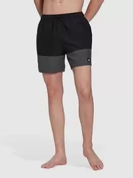 Image of adidas Sportswear Colorblock Swim Shorts Short Length - Black/Grey, Size XS, Men