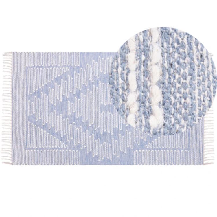 Image of Beliani Rug Ansar Blue 80 X 150 Cm Cotton