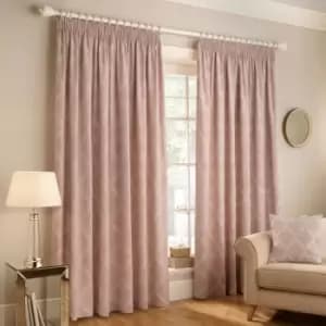 Image of Paoletti Olivia Embroidered Pencil Pleat Curtains (Pair) Polyester Blush (229X183Cm)