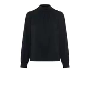 Image of French Connection Arina Solid Button-Neck Top - Black