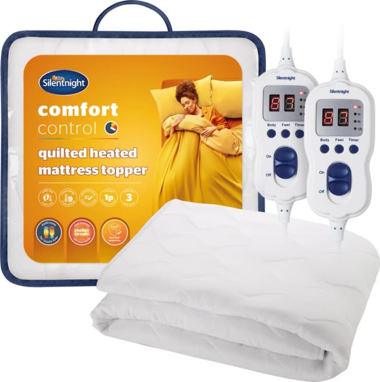Image of Silentnight Quilted Heated Mattress Topper- Double - White