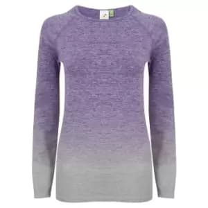 Image of Tombo WomensLadies Seamless Fade Out Long Sleeve Top (S/M) (Purple/Light Grey Marl)