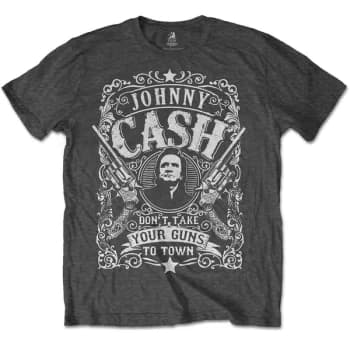 Image of Johnny Cash - Don't take your guns to town Unisex Large T-Shirt - Grey