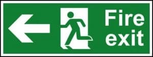 Image of Fire Exit ArrwLeft Sign Rigid 1mmPVC Brd