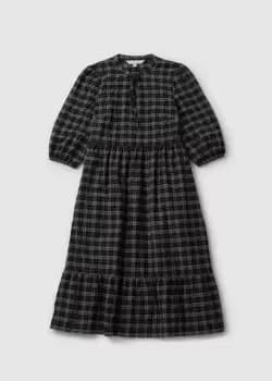 Image of Barbour Womens Lorelie Check Midi Dress In Praline Check