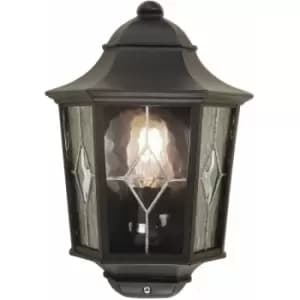 Image of Weatherproof IP43 1 Bulb Half Lantern Wall Light Black LED E27 100W