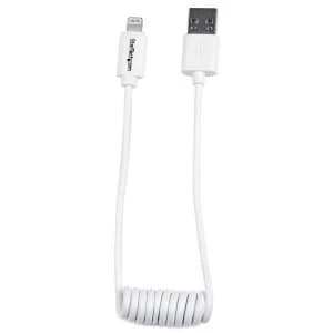 Image of StarTech Lightning to USB cable - coiled - 0.3m (1ft), white
