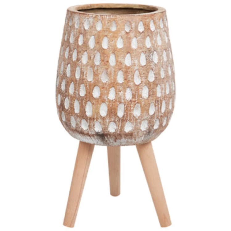 Image of Beliani Elevated Plant Pot Asclepias 27cm Light Brown
