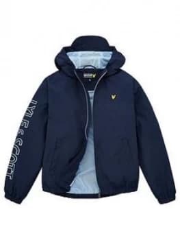 Image of Boys, Lyle & Scott Contrast Zip Arm Logo Windcheater - Navy, Size Age: 12-13 Years