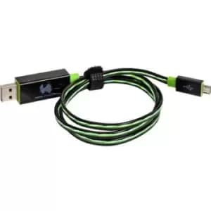 Image of RealPower USB cable USB 2.0 USB-A plug, USB Micro-B plug 0.75 m Green incl. LED 187656