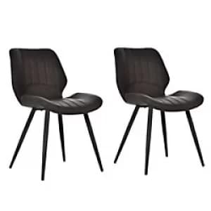 Image of PK2 HOMCOM Dining Chair Dark Brown PU, Sponge, Steel 835-172V70BN