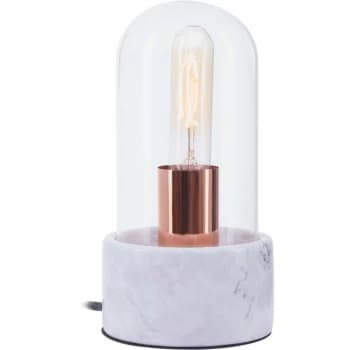 Image of Premier Housewares - Bathroom Light Bulb Bell Shape Practical Glass Lampshade Glass Bell Jar With Copper Bulb Durable Glass Lamp Base 12 x 12 x 24