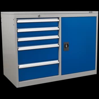 Image of Sealey Premier Industrial Cabinet and Locker 5 Drawer Blue / Grey