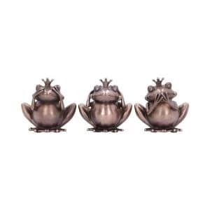 Image of Bronze Crowned Three Wise Frogs Figurine