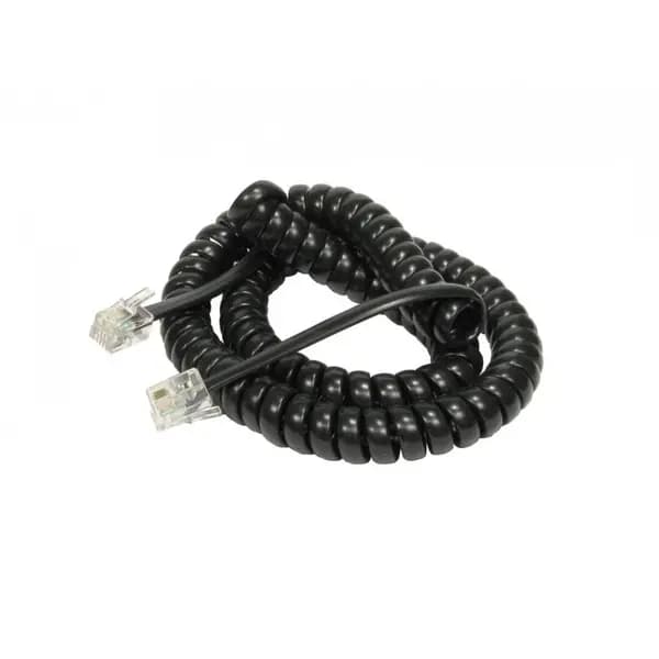 Image of Cables Direct 2m Coiled Telephone Handset Cord, Black