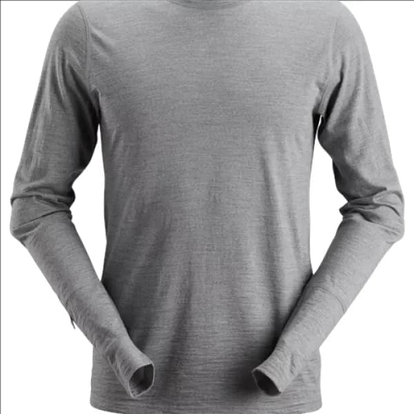 Image of Snickers AllroundWork Wool Long Sleeve T-Shirt - Grey Melange - XXXL