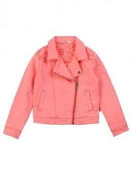 Image of Billieblush Girls Embroidered Denim Jacket - Fuchsia, Size 8 Years, Women