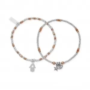 Image of Rose Gold And Silver Protection Set Of 2 Bracelets MBSETPRO