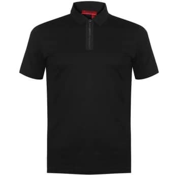 Image of HUGO Dolden Zip Polo - Black