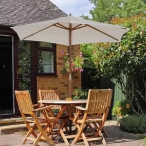 Image of Outsunny Wooden Garden Parasol 2.5m Cream Patio Sun Umbrella