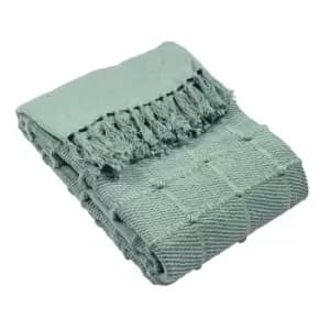Image of Motti Woven Tufted Stripe Throw Seafoam