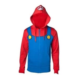 Image of Super Mario Bros - Novelty Mario Mens X-Large Full Length Zipped Hoodie - Multi-colour