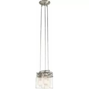 Image of Loops - 3 Bulb Ceiling Pendant Light Fitting Brushed Nickel LED E27 60W Bulb