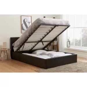 Image of Berlin Ottoman Storage Bed Brown Faux Leather 3ft Single 90cm - Birlea