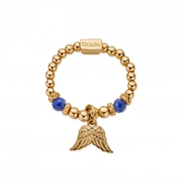 Image of ChloBo Gold Guidance Sodalite Ring GRS23343 - Medium Size: Size - Medi