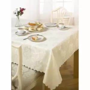 Image of Green & Sons Table Cloth Damask Rose 60 X 84" Oval Cream