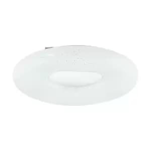 Image of Flush Ceiling Light White Shade White Silver Plastic With Crystal Effect LED 24W