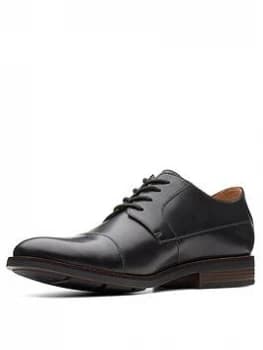Image of Clarks Becken Cap Leather Lace Up Shoe - Black, Size 6, Men