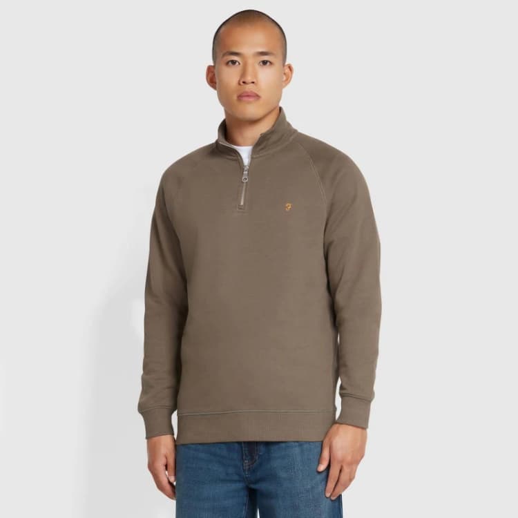 Image of Debenhams Debenhams Men Jim 1/4 Zip Sweat Mushroom Grey Size: large mushroom L Male 5063012660698