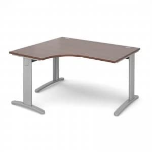 Image of TR10 Deluxe Left Hand Ergonomic Desk 1400mm - Silver Frame Walnut Top