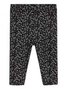 Image of Mango Baby Girls Floral Printed Leggings - Black