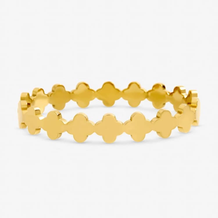 Image of Jon Richard Gold Plated Waterproof Polished Clover Bangle Gold female One Size